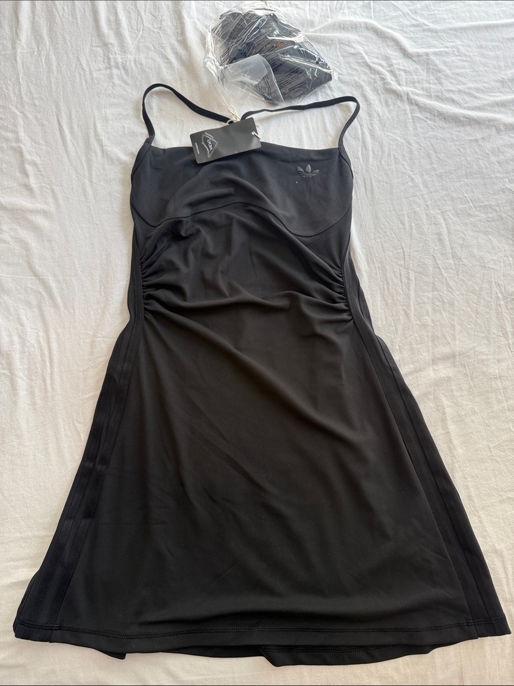 adidas Black Mini Dress with Ruched Bodice
